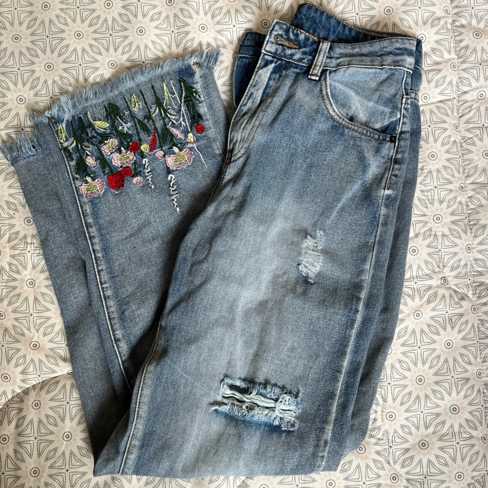 floral baggy jeans
